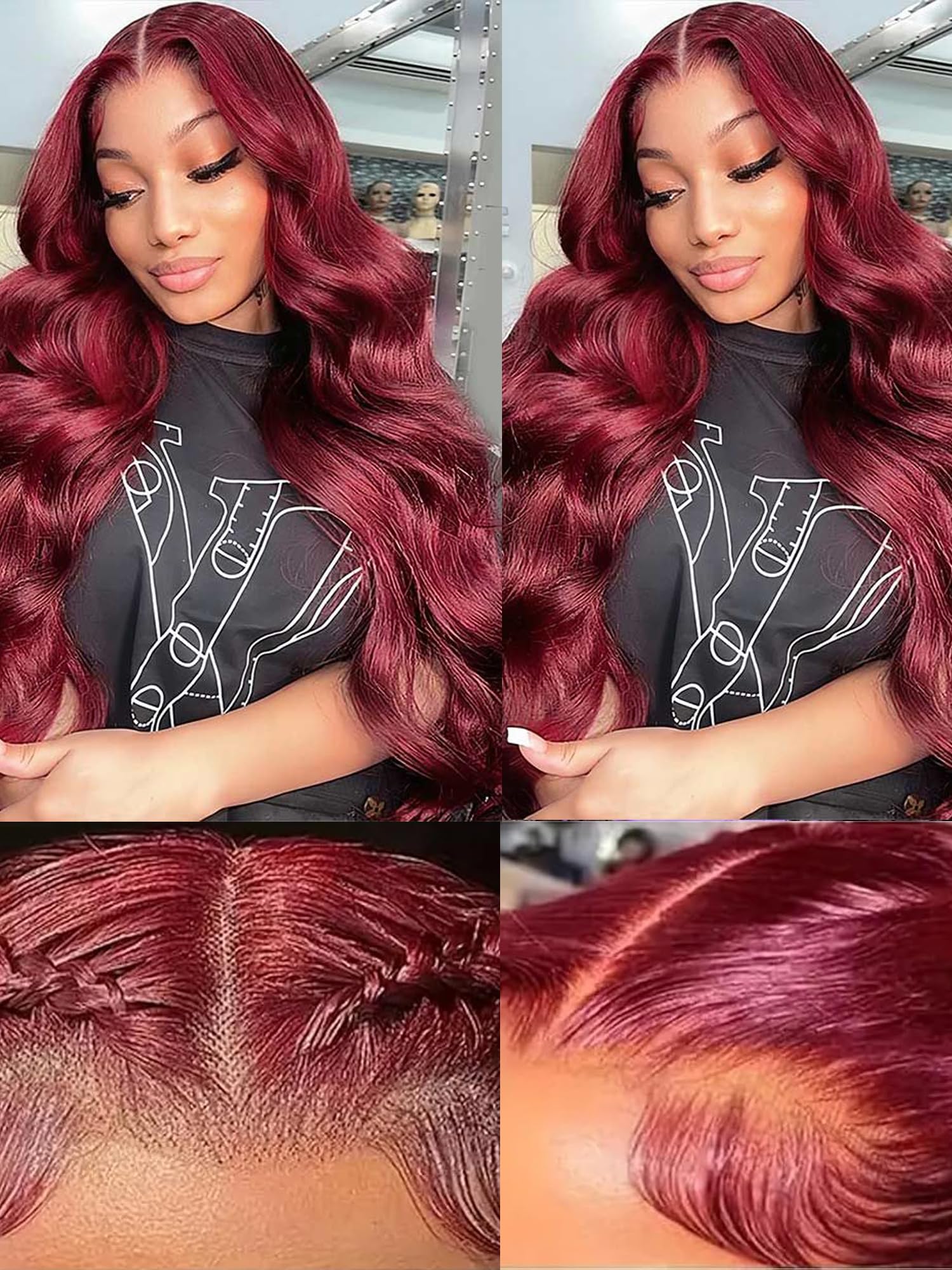 99j Burgundy Lace Front Wigs Human Hair 200% Density 13x6 Lace Front Wigs Human Hair 28 inch13x6 Body Wave Lace Front Wigs HumanHair for Women