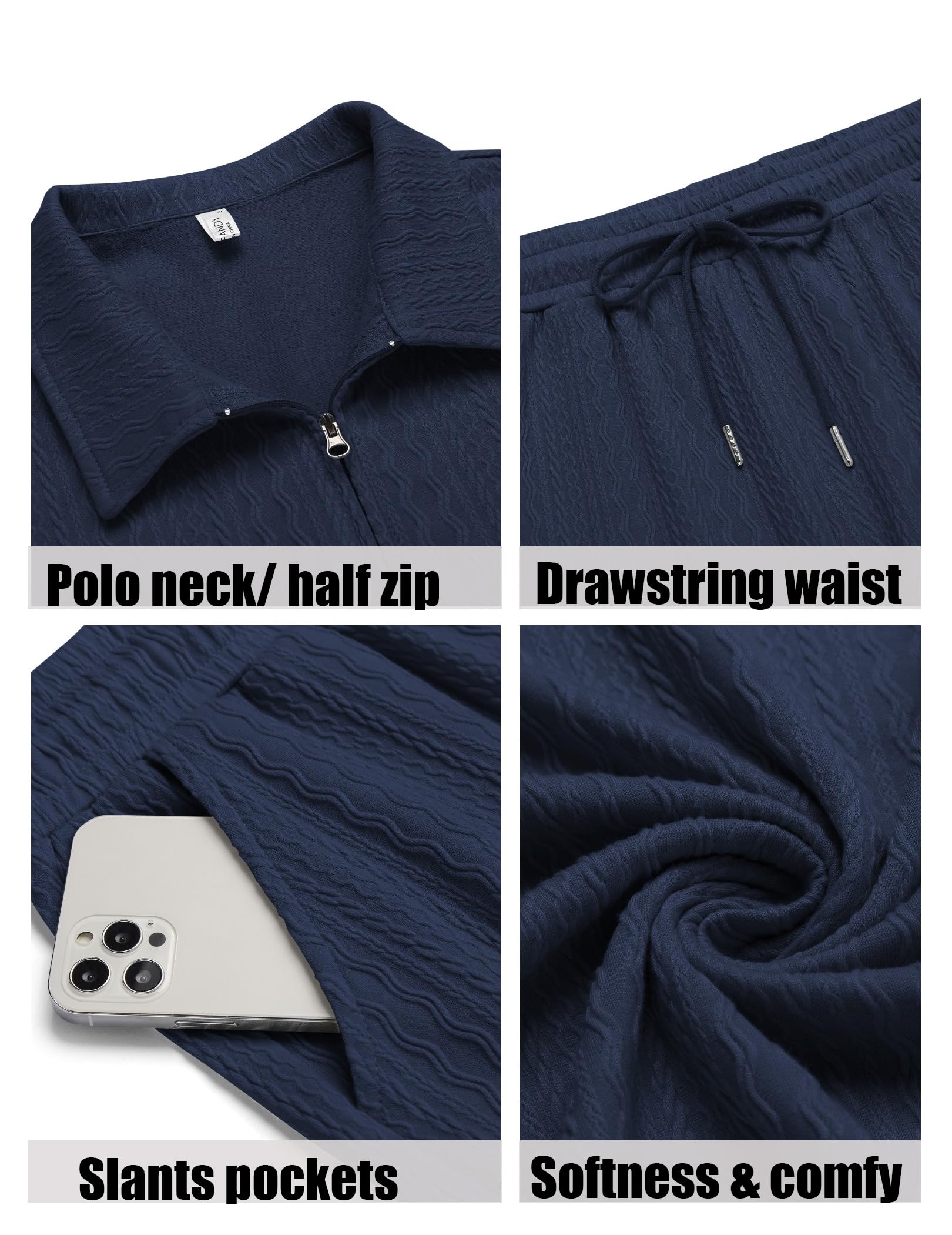 COOFANDY Completo da uomo 2 pezzi casual polo e pantaloncini con zip a un quarto set di tuta sportiva da jogging estivo