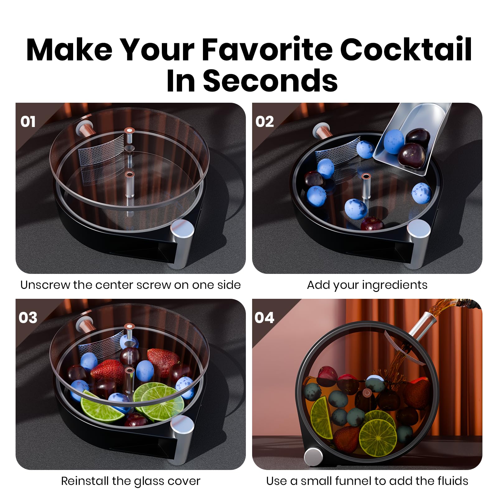 Infusor de ojo de buey, infusor de botellas de cóctel, infusores de botellas para cócteles, tés, café, aderezos, limonada, vinagres, infusores de cóctel, acero inoxidable, filtro fino