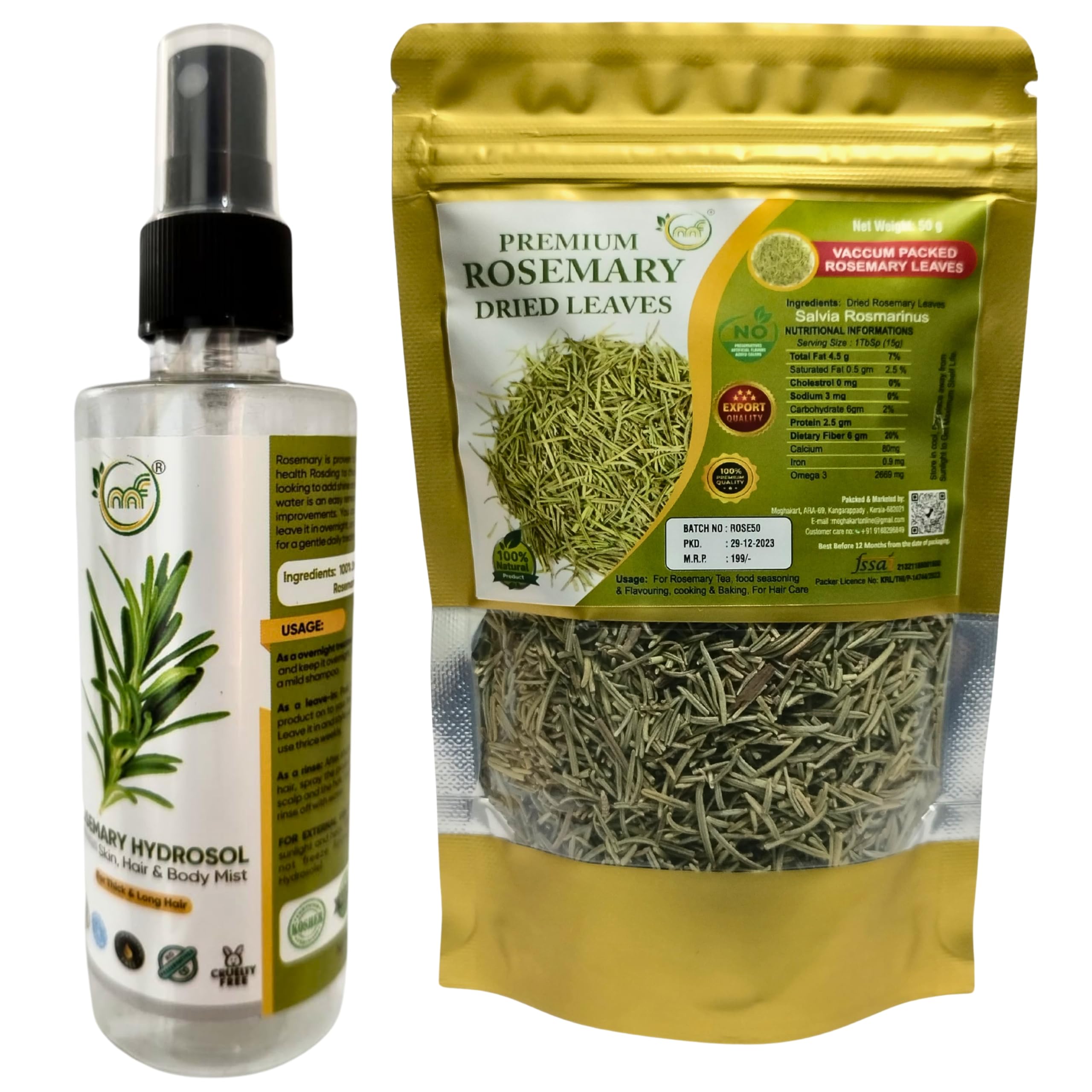 Rosemary water 100 ml + Rosemary Dry leaves 50 gm. Combo. Rosemary Hydrosol Scalp Mist for Hair Growth ,Hair Care, Skin care |Rosemary Dry leaves for Cooking , Seasoning And,100% Natural ,No Artificial Color ,No Preservatives Added (Dry leaves 50 GM  (B0D4DZFFLJ) Amazon Price History, Amazon Price Tracker