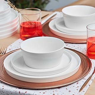 Karaca Salvare New Generation Bone Crockery Set for 6, 18 Pieces, Plates and Bowls, Crockery Set, Round, Crockery Set, White Porcelain Crockery, Daily and Special Tableware