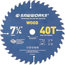 SawWorks 7-1/4" 40T Thin Kerf Circular Saw Blade General Woodworking