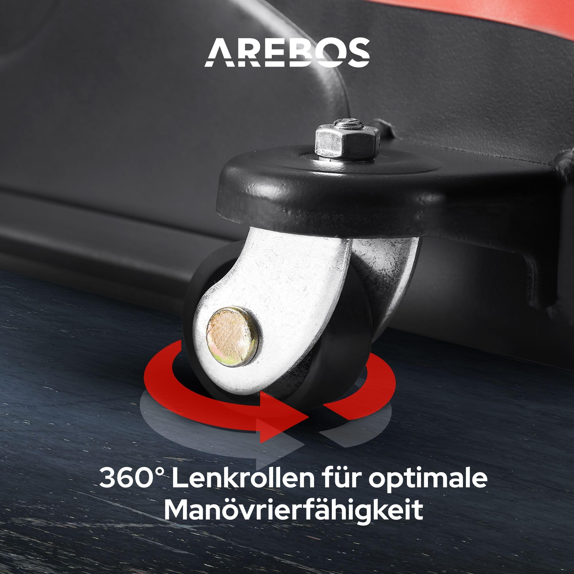 Arebos Hydraulischer Rangierwagenheber 2T | flach 85-385 mm | TÜV Zertifiziert | Wagenheber hydraulisch für PKW & Sportwagen | inkl. 4 Gummiauflagen