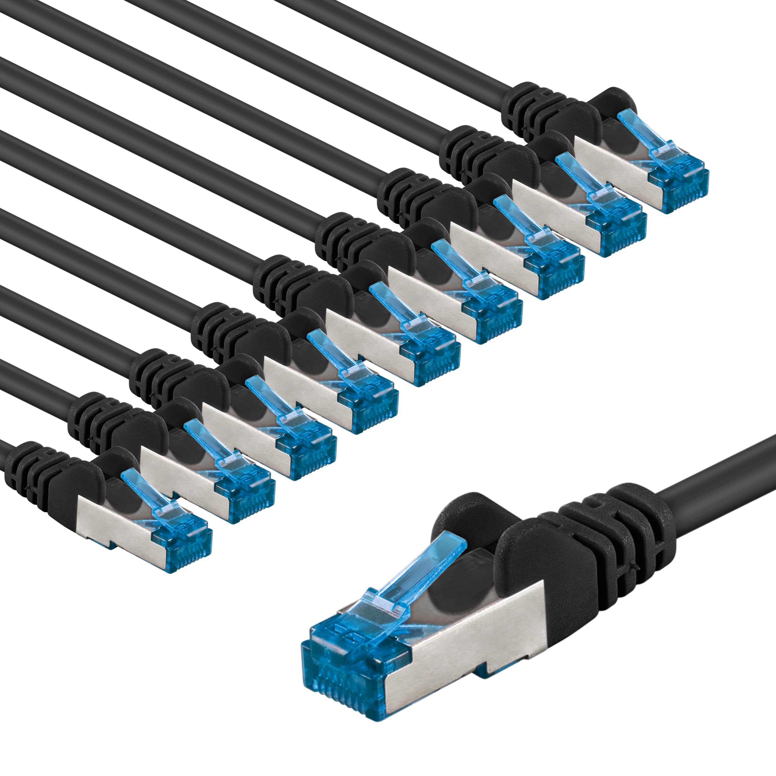 goobay 66045 CAT 6A Network Cable in Set of 10/Patch Cable Shielded S/FTP/CU Ethernet Cable, PiMF