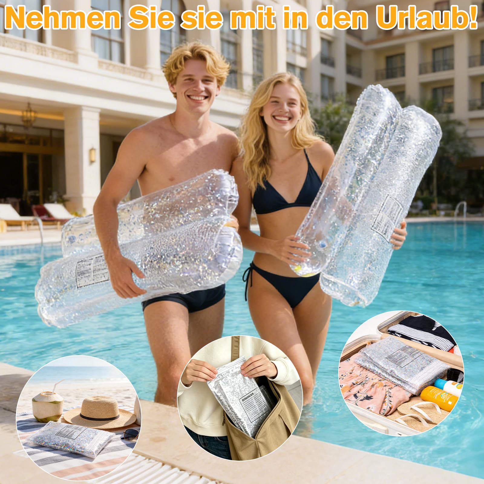 CYFIE 2 Stück Aufblasbare Wasserhängematte Erwachsene, 4-in-1 Luftmatratze Pool Wasser Hängematte Lounge Loungesessel Wasser Hängematte mit Netz, Pool Wasserhängematte Schwimmmatte