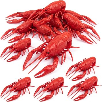 Juexica 15 Pcs 3.5inch Red Fake Crawfish, Plastic Small Lobster Boil Party Supplies, Seafood Boil Party Decorations Fake Sea Creature Models