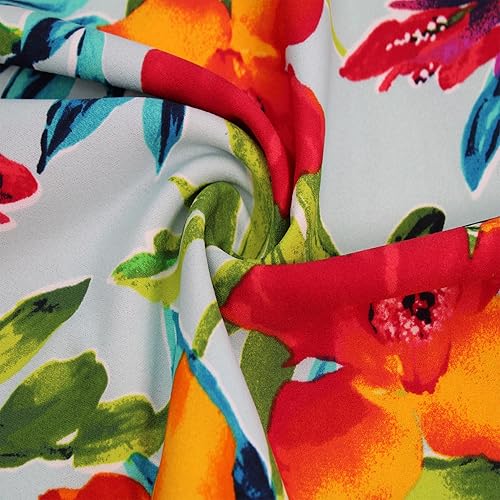 Miniatura 3 de Texco Inc Scuba Crepe Knit Flora Tropical Pattern2 vías Stretch Prints FabricDIY Projects Naranja Menta 2 Yardas