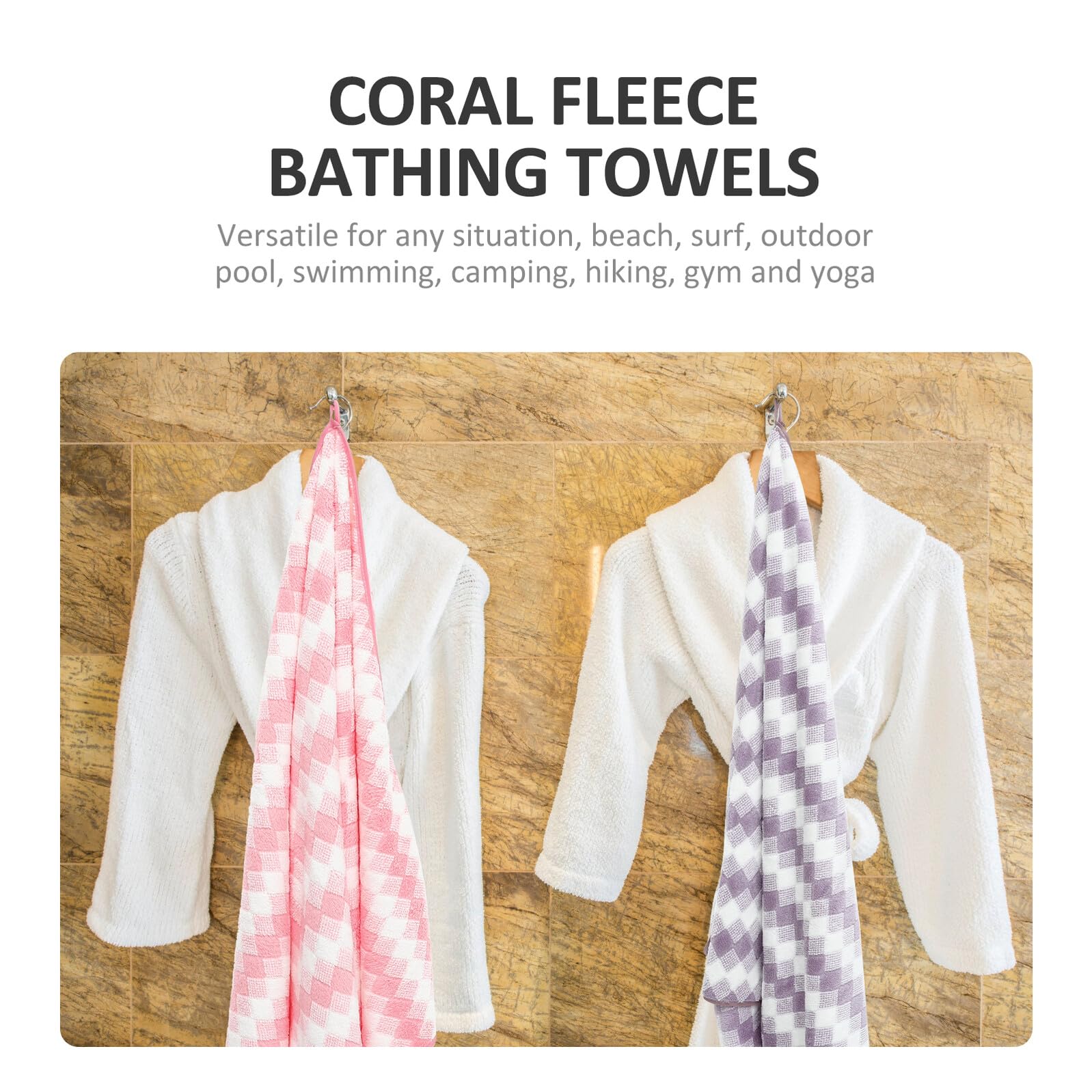 2 pièces Serviette de Bain Microfibre Épaisse Absorbante et Résistante Lot de Draps de Plage Grandes pour Femme et Respirante Couleurs Rose