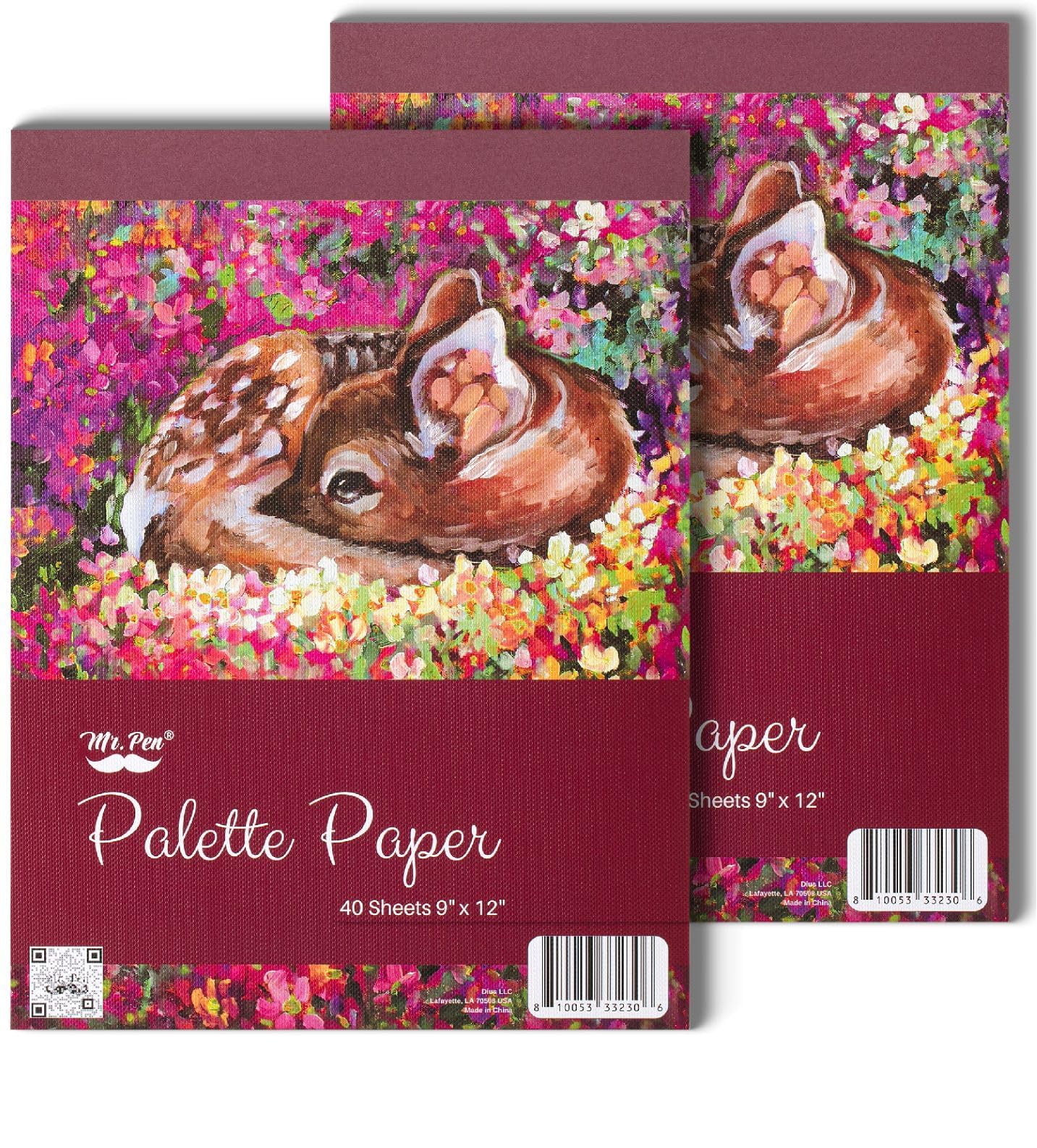 Mr. Pen White Palette Pad, 9X12, 80 Sheets, 2 Pack, Paint Pad, Acrylic, Watercolor, Oil, Gouache