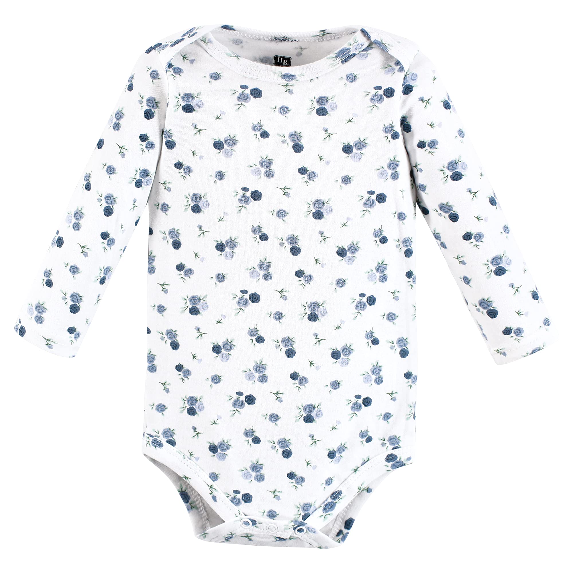 Hudson Baby Unisex Baby Cotton Long-Sleeve Bodysuits, Blue Toile 3-Pack, 3-6 Months