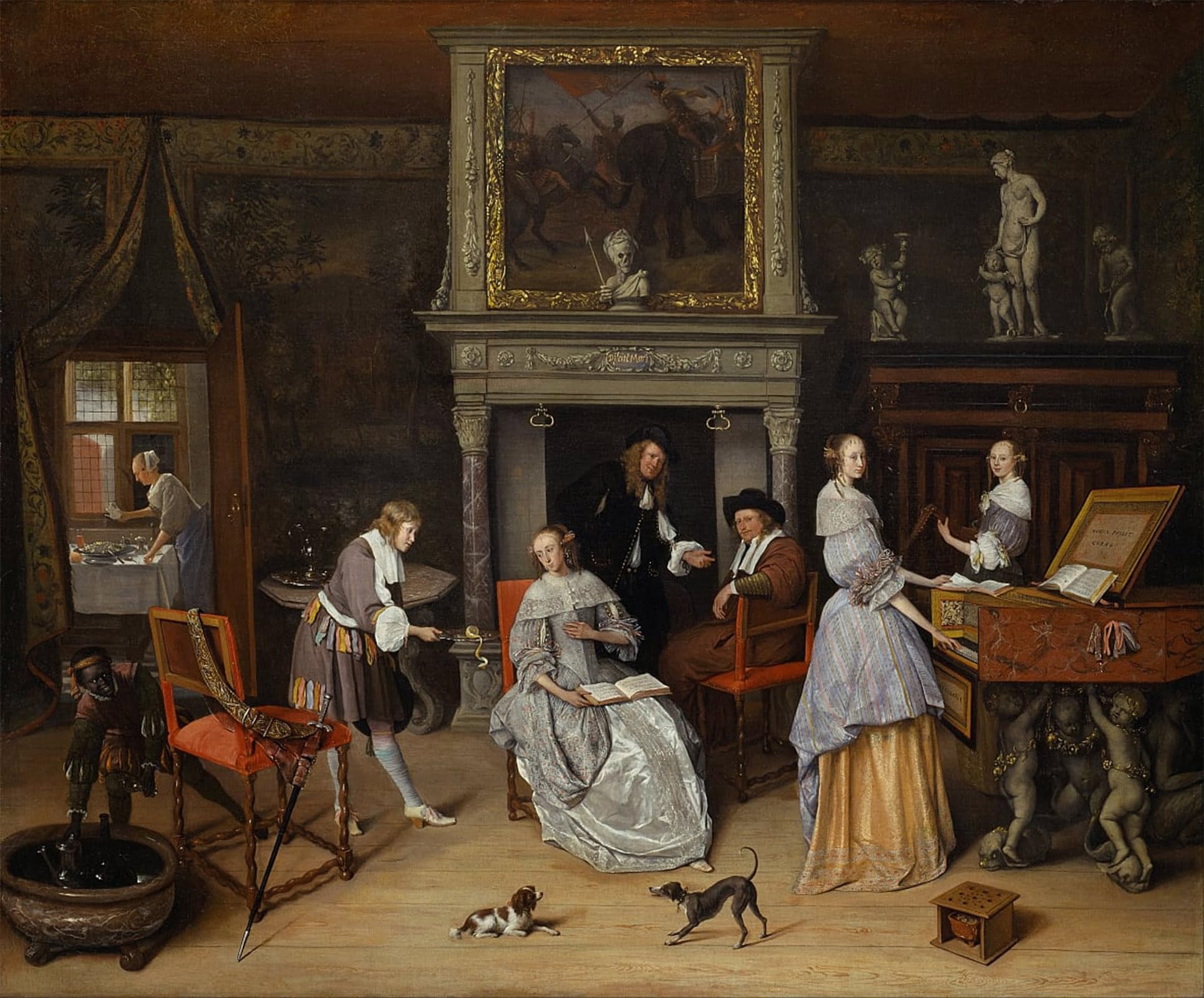 POSTERIIk Vintage Art Print Images Pictures Print Fantasy Interior with Jan Steen and the Family of Gerrit Scho by Jan Havickszoon Steen Modern Colour Posters for Office Home Decor 60x90cm