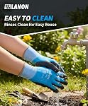 LANON Waterproof Gardening Gloves for Women & Men, 2 Pairs Pack Work Gloves with Double Rubber Coated, for Construction, Mechanic,Car & Fish Cleaning, Non-Slip Grip, Blue & Black,Small