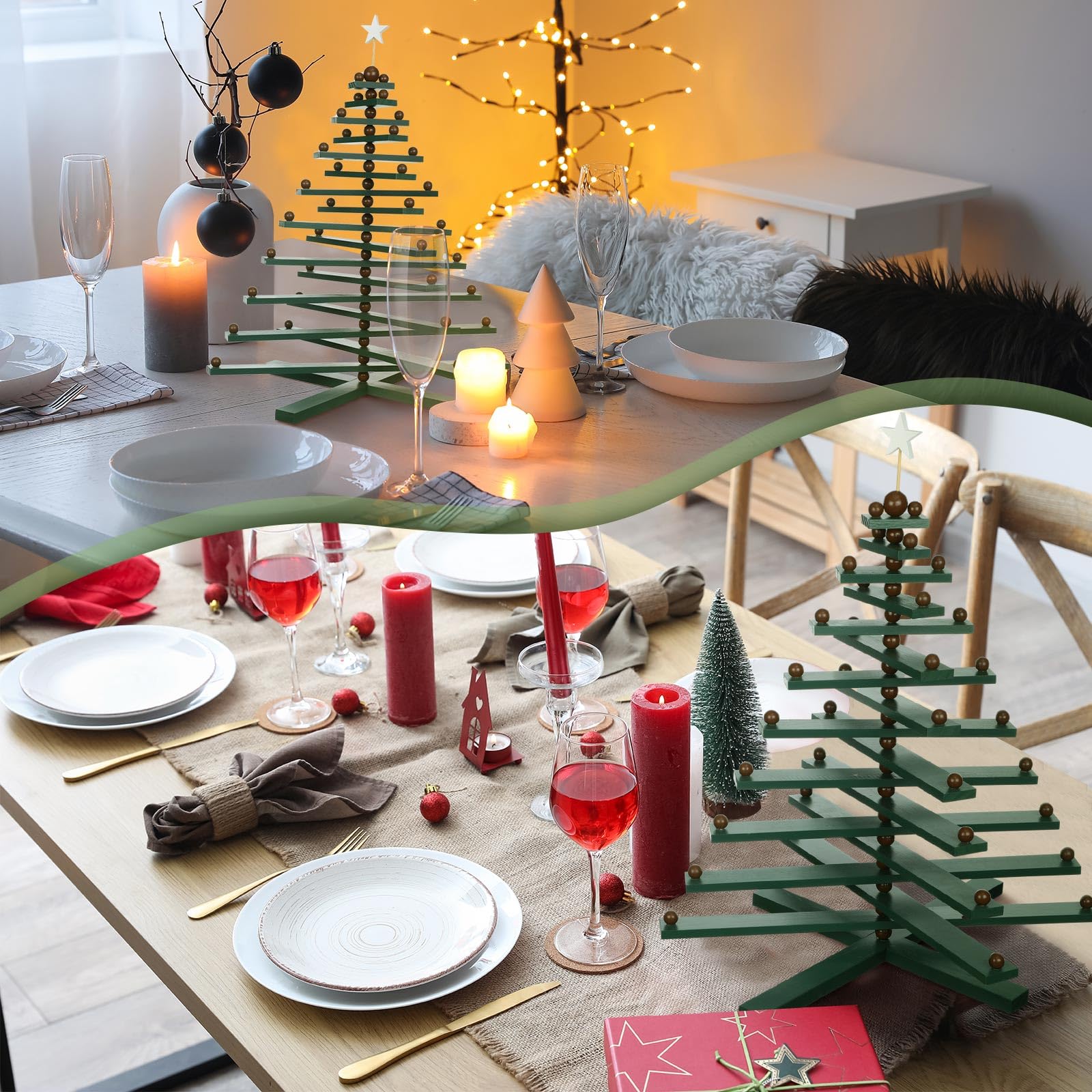 Amazon.com: Hollowfly 2 Feet Wood Christmas Tree Display Wooden