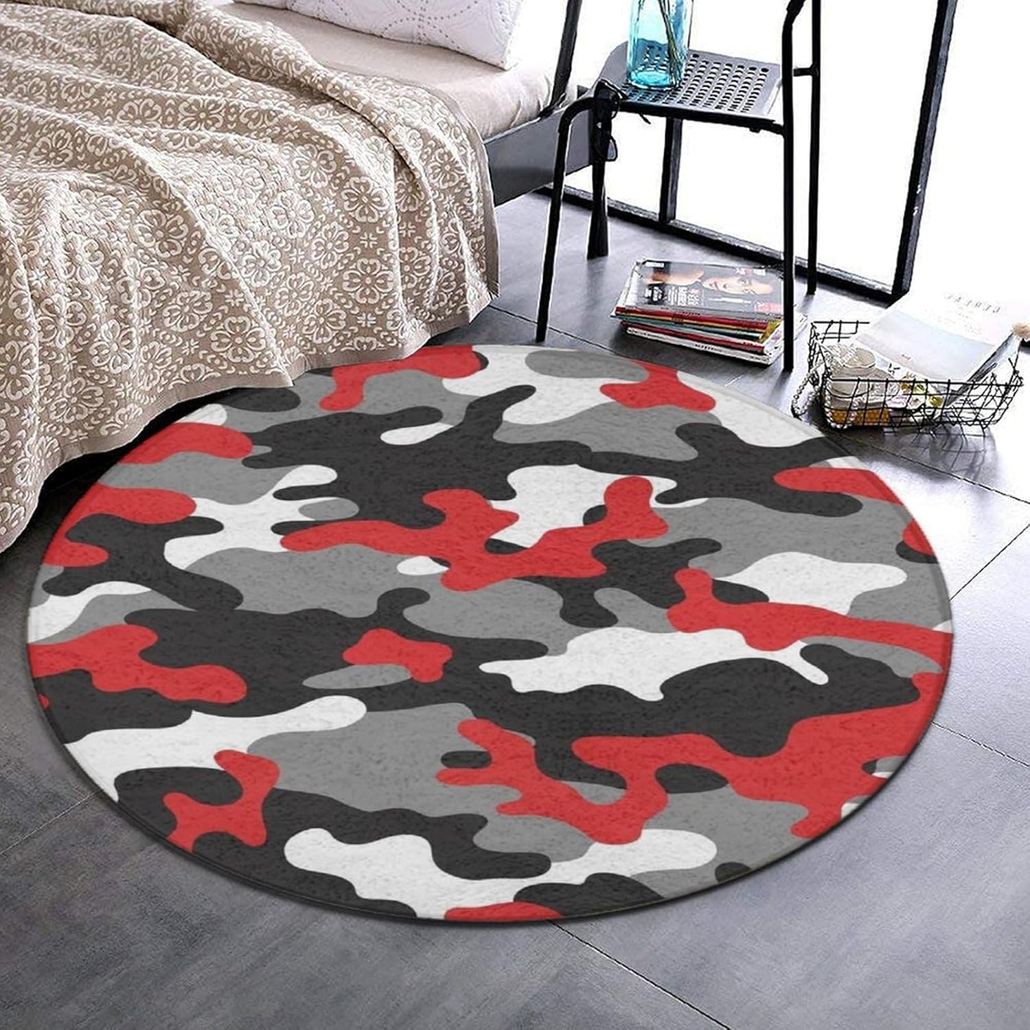 Boys & Girls Soft and Playing Rug, Non-Slip Area Carpet Compatible with Military Red Camo Army Camouflage, Funny and Cute Bedroom Chair Floor Decor Rugs, Indoor/Outdoor Water Absorb Pad