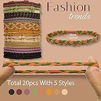 Vista 26 de Lazos para el cabello para mujeres y niñas, 20 pulseras bohemias de doble uso y liga para el cabello grueso, colas de caballo, sin daños, sin