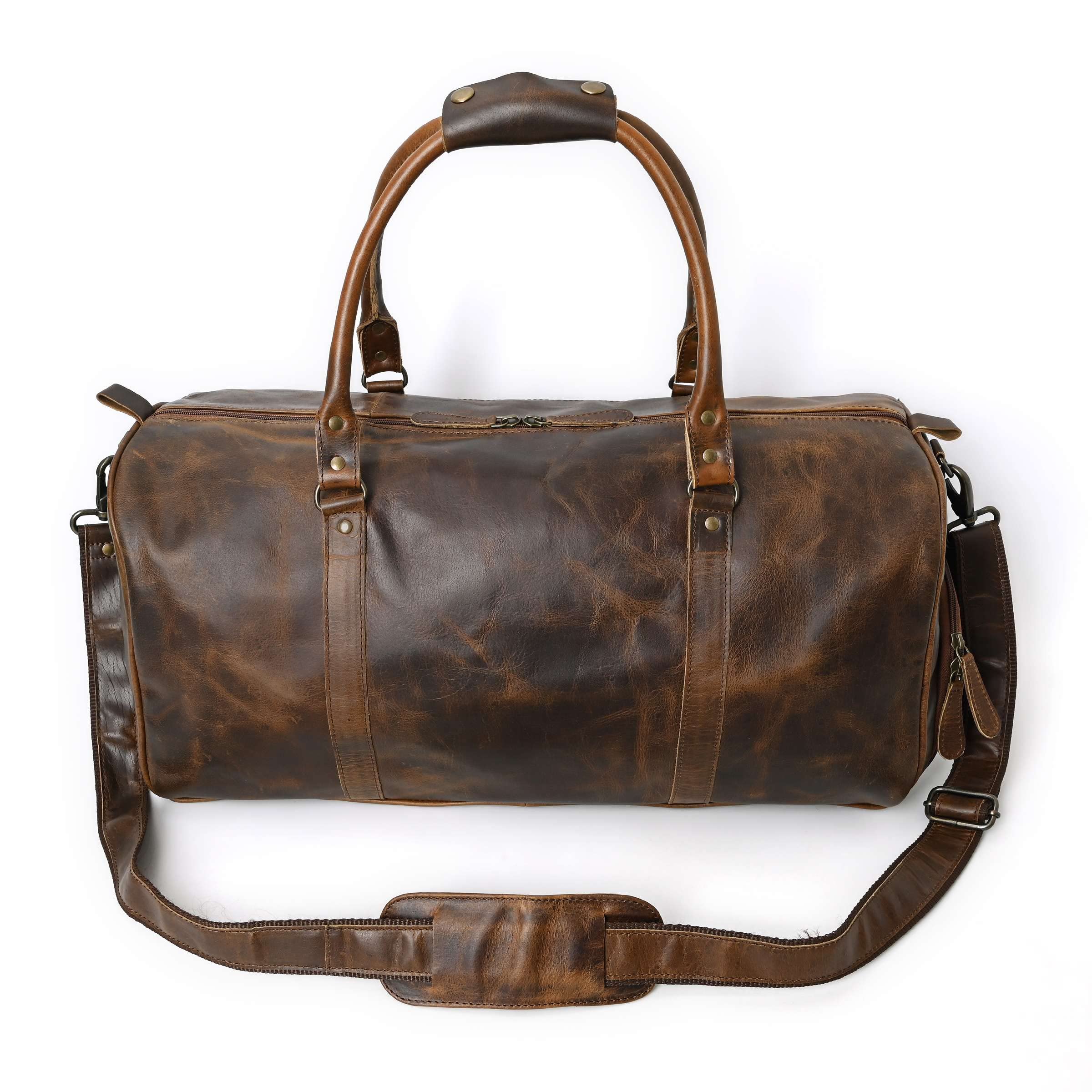 Merbaa Calmra Hunter Leather Duffle Bag (Brown)