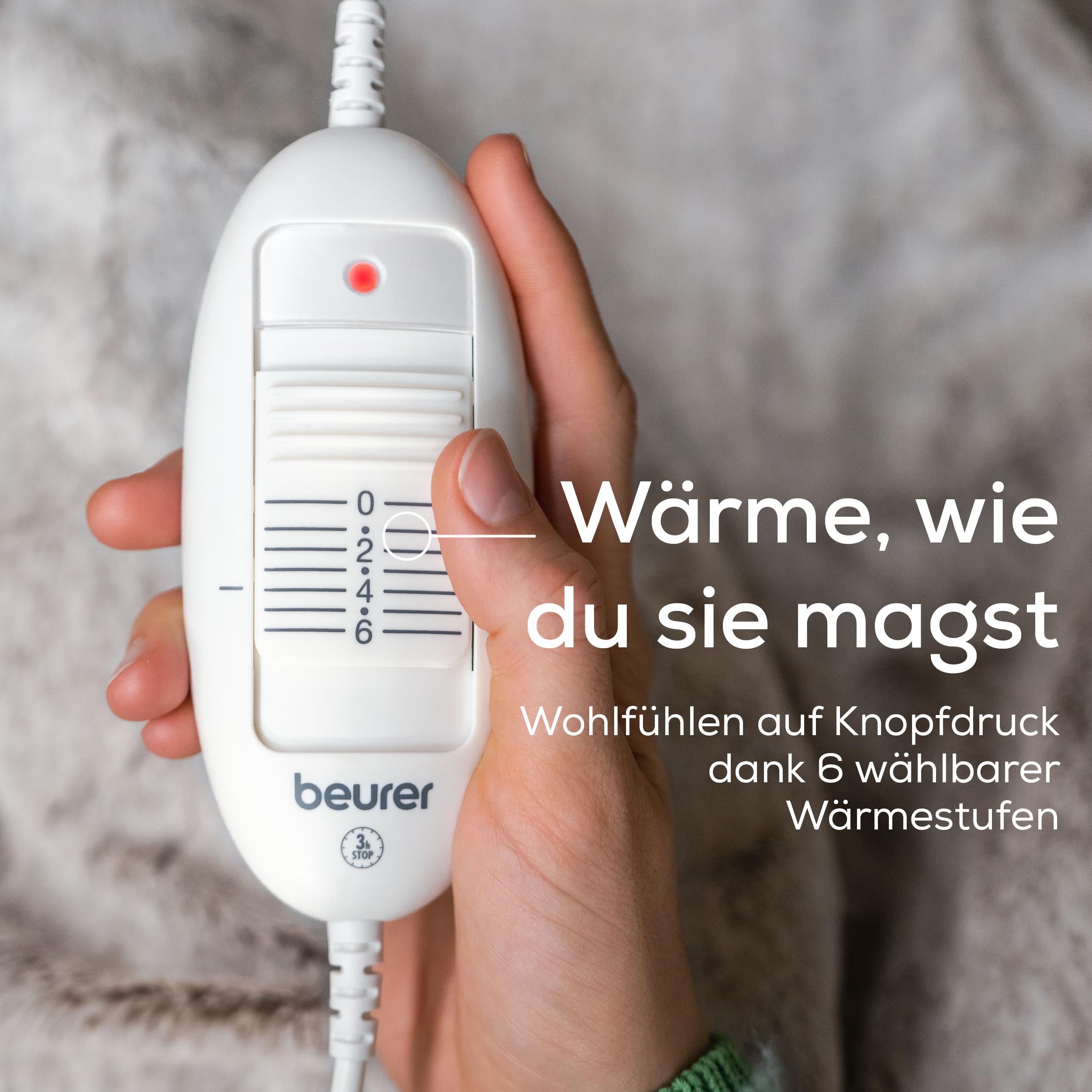 Beurer HD 75 Nordic Heizdecke, 180 x 130 cm, 6 Temperaturstufen, maschinenwaschbar, beige / braun