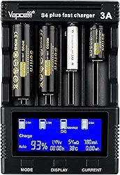 Sofirn Carregador de bateria inteligente universal de 4 compartimentos com visor LCD para baterias Ni-Cd Ni-MH recarregáveis AA AAA 18650 21700 26650 14500 16340 e pilhas AA AAA Ni-MH Ni-Cd (saída de