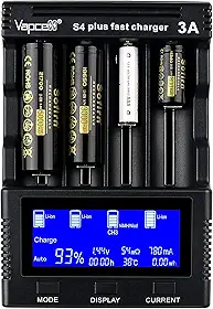 Sofirn Carregador de bateria inteligente universal de 4 compartimentos com visor LCD para baterias Ni-Cd Ni-MH recarregáveis AA AAA 18650 21700 26650 14500 16340 e pilhas AA AAA Ni-MH Ni-Cd (saída de