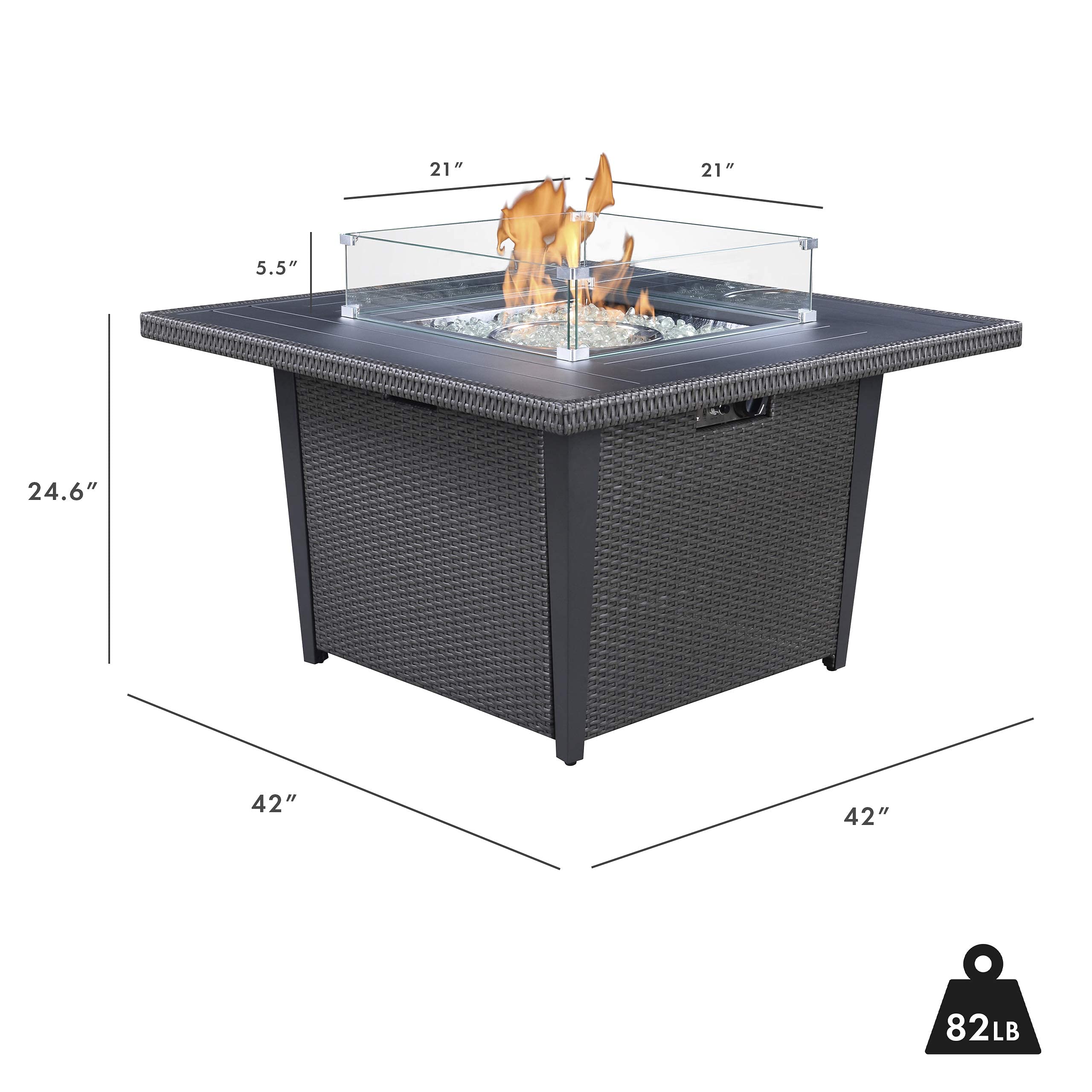 Kinger Home Outdoor Propane Fire Pit Table, 42 inch 50,000 BTU Fire