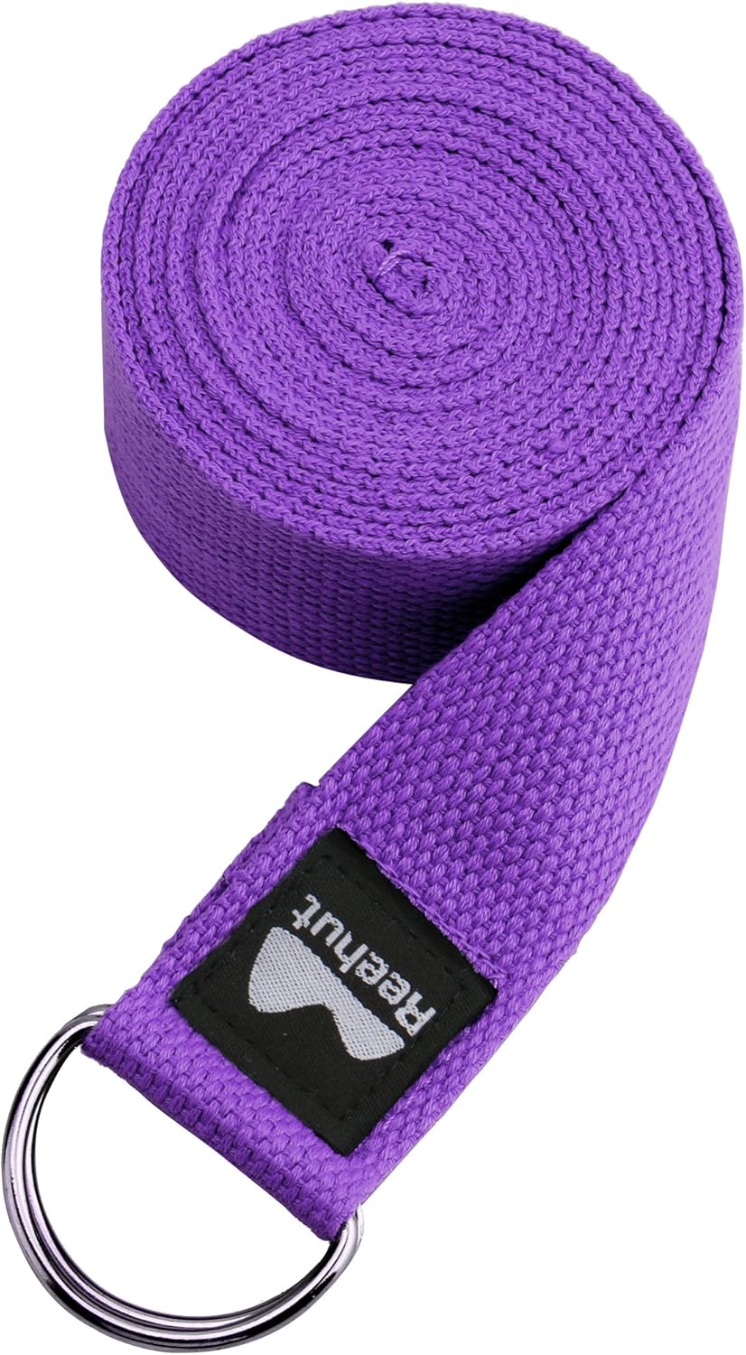 REEHUT Yoga Strap (6ft, 8ft, 10ft) w/Adjustable D-Ring Buckle - Durable Polyester Cotton Exercise Straps for Stretching, General Fitness, Flexibility and Physical Therapy : Sports & Outdoors