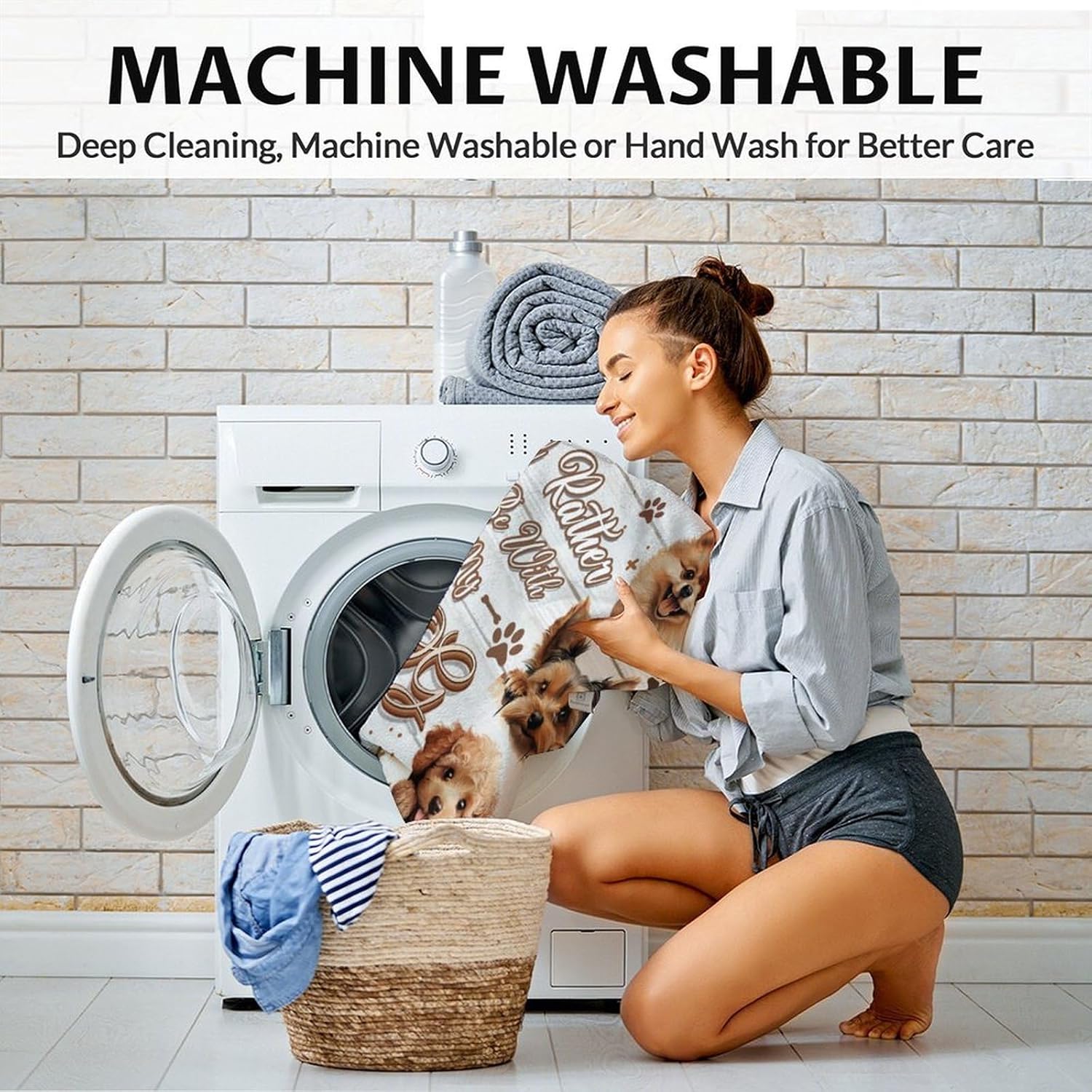 Dog Blankets for Girls - 40" x 50" Cozy Gifts Kids Puppy Throws Stuff for Chair, Office - Image 6