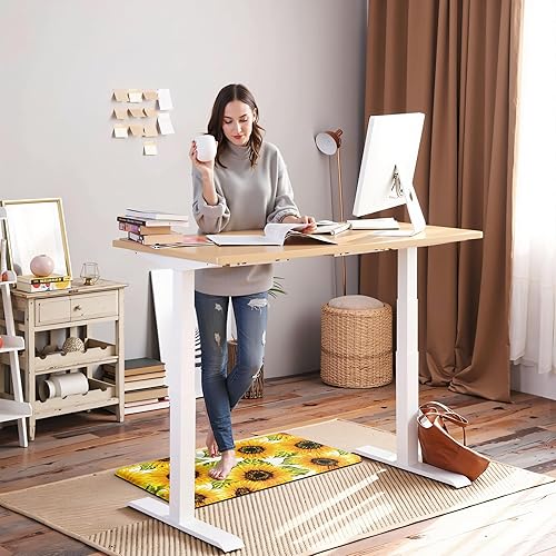 Miniatura 7 de FYATHM Tapetes de cocina de girasol para piso, antifatiga, acolchados, antideslizantes, lavables, de espuma viscoelástica, alfombras y tapetes para