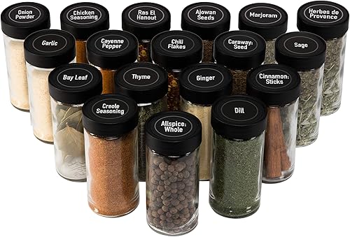 Miniatura 1 de AllSpice Tarros de especias de vidrio de 4 pulgadas, 4 onzas líquidas, paquete de 18
