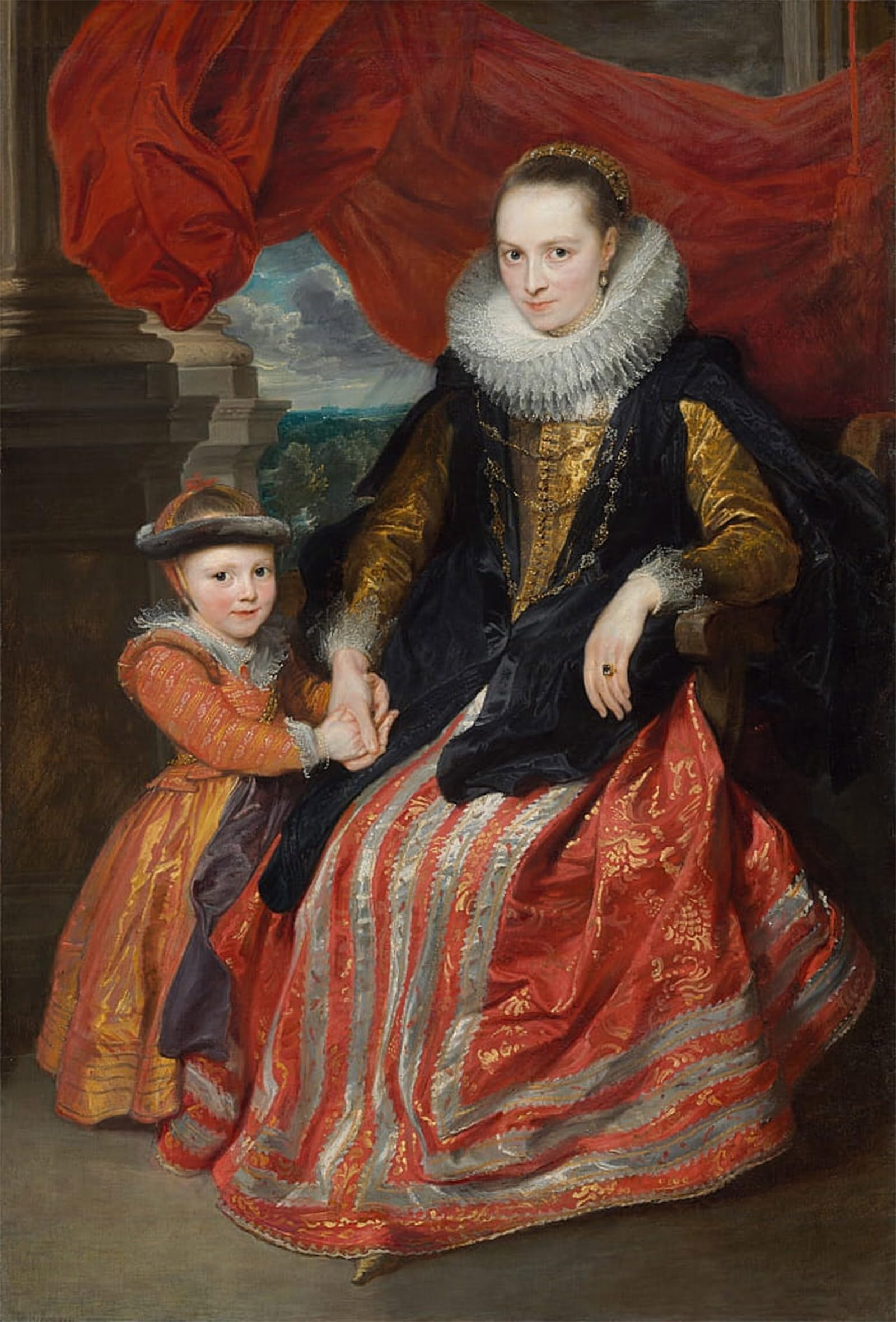 ARTXLXXBN Famous Painting Canvas Artwork Graffiti Print Susanna Fourment and Her Daughter by Van Dyck Portrait Canvas Image for Home Decor 60x90cm