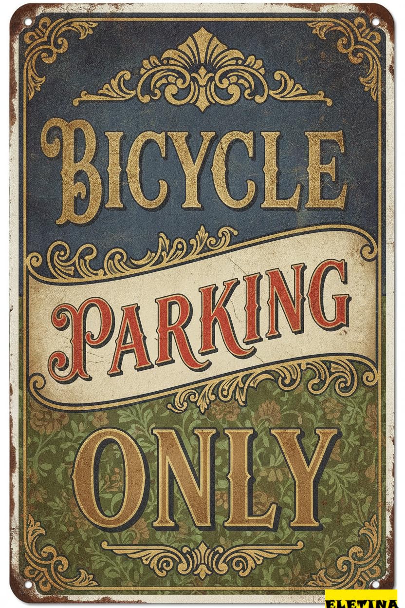 Bicycle Parking Only Tin Sign, 8x12 Inch Business Decor