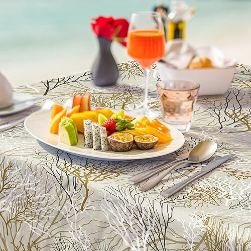 Miniatura 3 de AnyDesign - Mantel rectangular costero de tela coral océano, mantel de mesa con temática de playa para fanáticos del mar, para picnic, hogar,