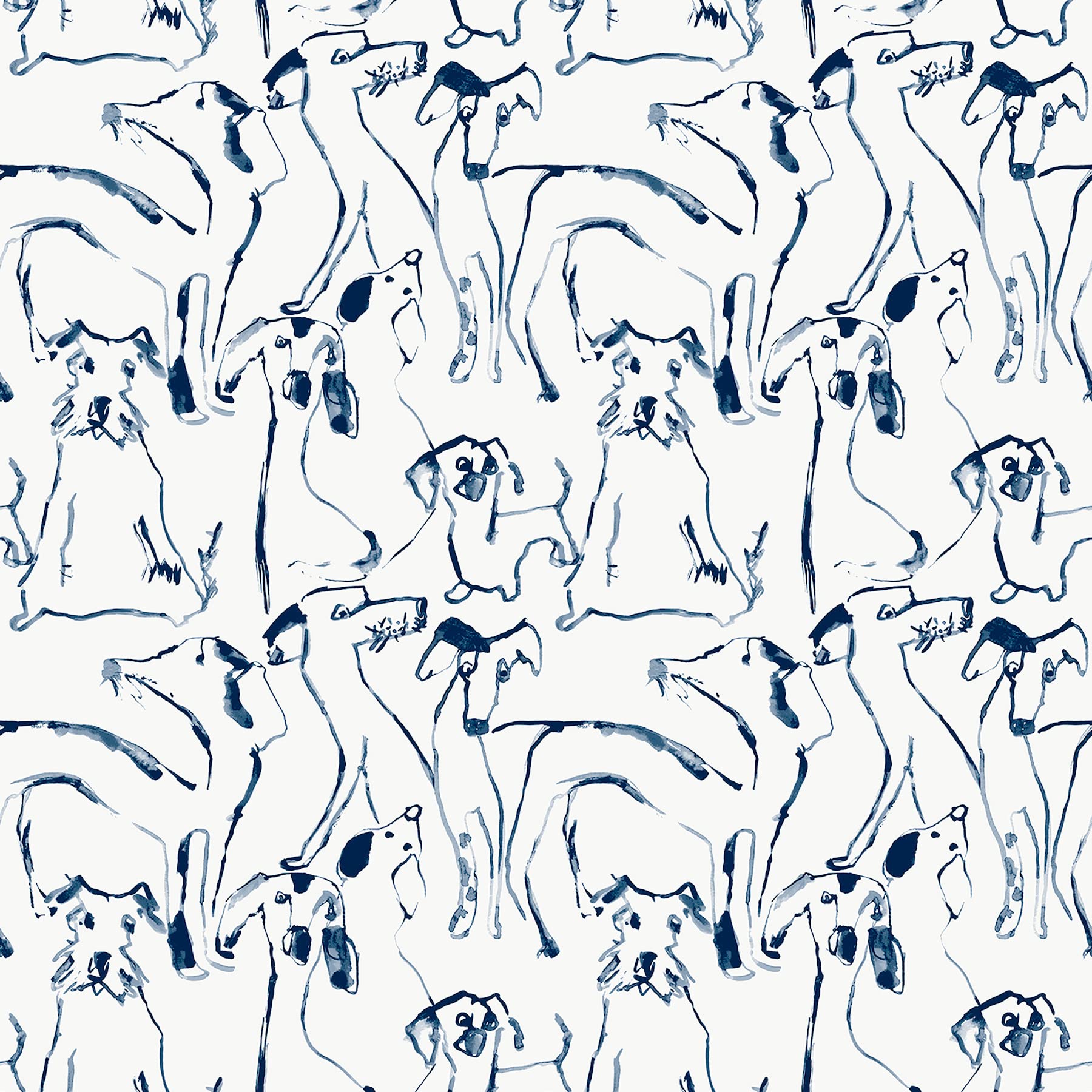 Papier peint adhésif motif chien bleu marine rouleau sticker mural repositionnable