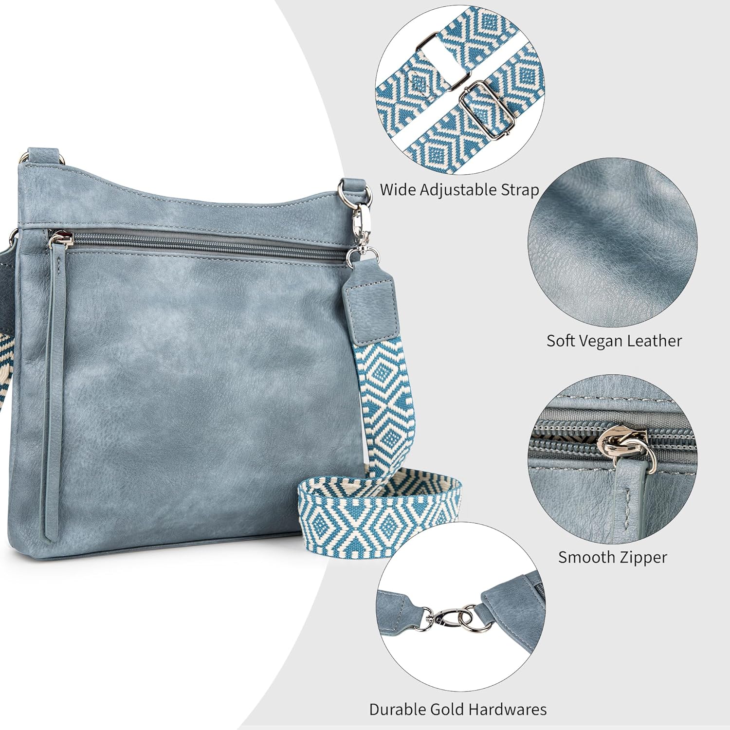 Crossbody Bags for Women with 2 Adjustable Straps Multi Pocket Small Cross body Purse - Image 3