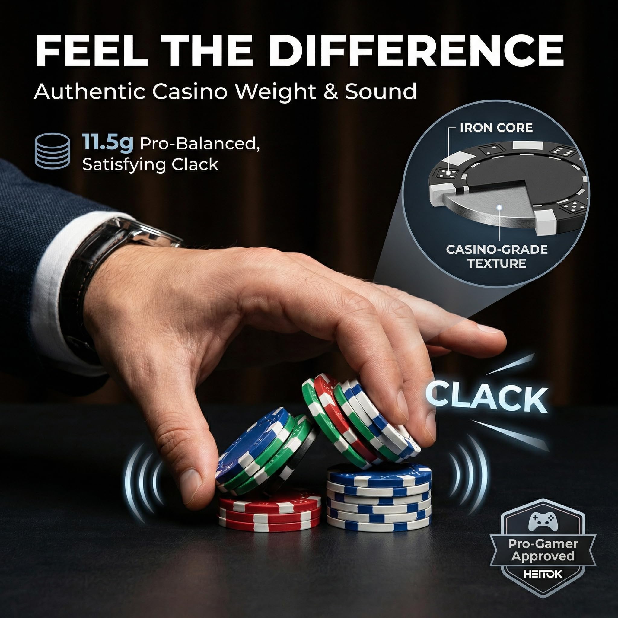 HEITOK Set poker 300 senza denominazione 11.5g Nucleo Ferro Texas Holdem