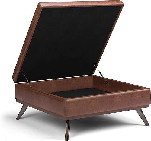 Miniatura 337 de SIMPLIHOME Owen - Bandeja rectangular moderna de mediados de siglo de 34 pulgadas de ancho, otomana pequeña para almacenamiento de mesa auxiliar, en