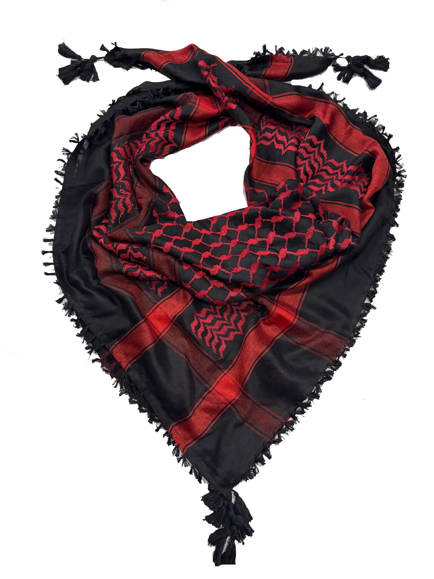 Classic red black shemagh men cotton head scarf ghutra arabian arafat scarf army miltary scarf for all season multi purpose Large size 48 x 48 inch palestine scarf-image-44
