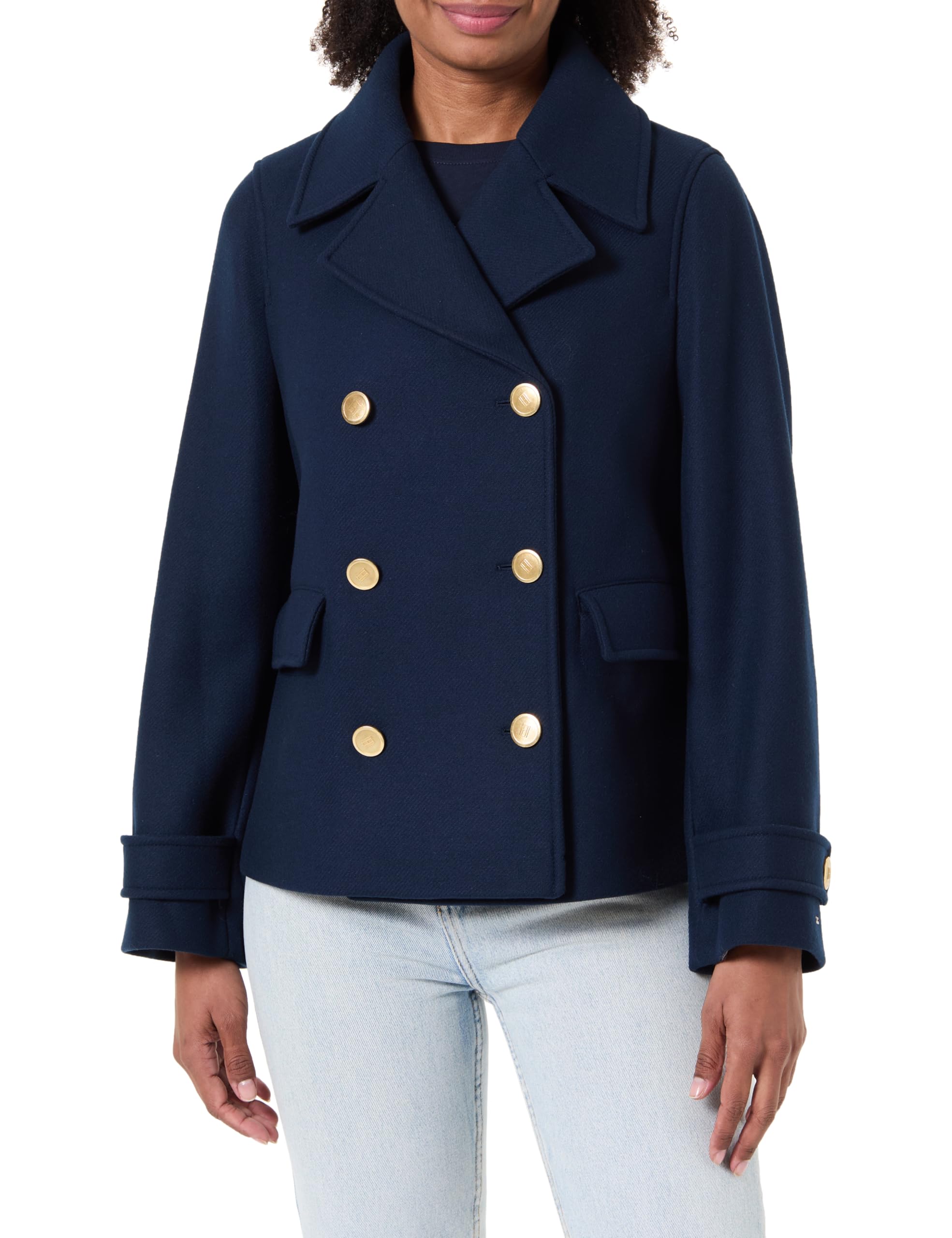 Tommy Hilfiger Damen Kurzmantel Wool Blend Zweireihig