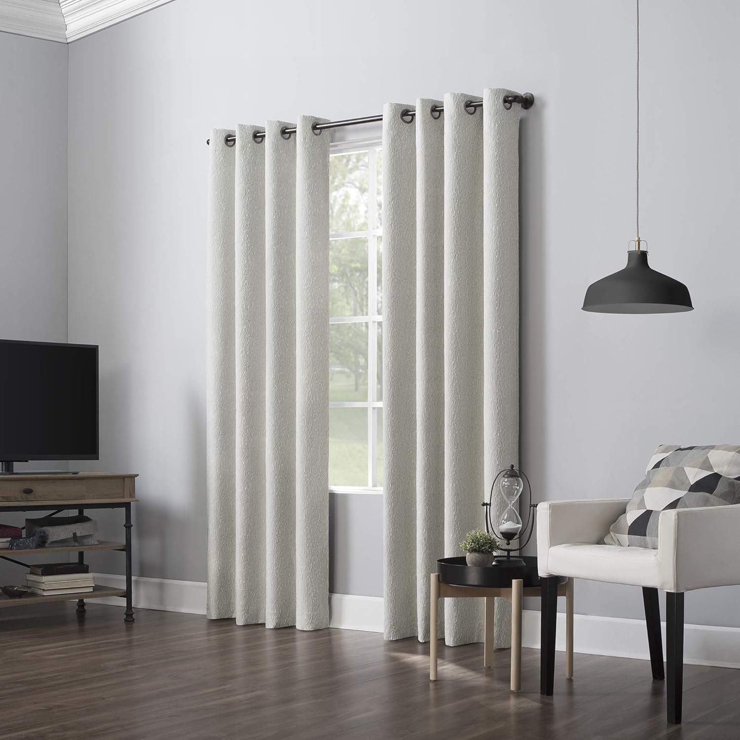 Sun Zero Noir Dimensional Thermal Extreme Total Blackout Grommet Curtain Panel, 52" x 84", Cream White