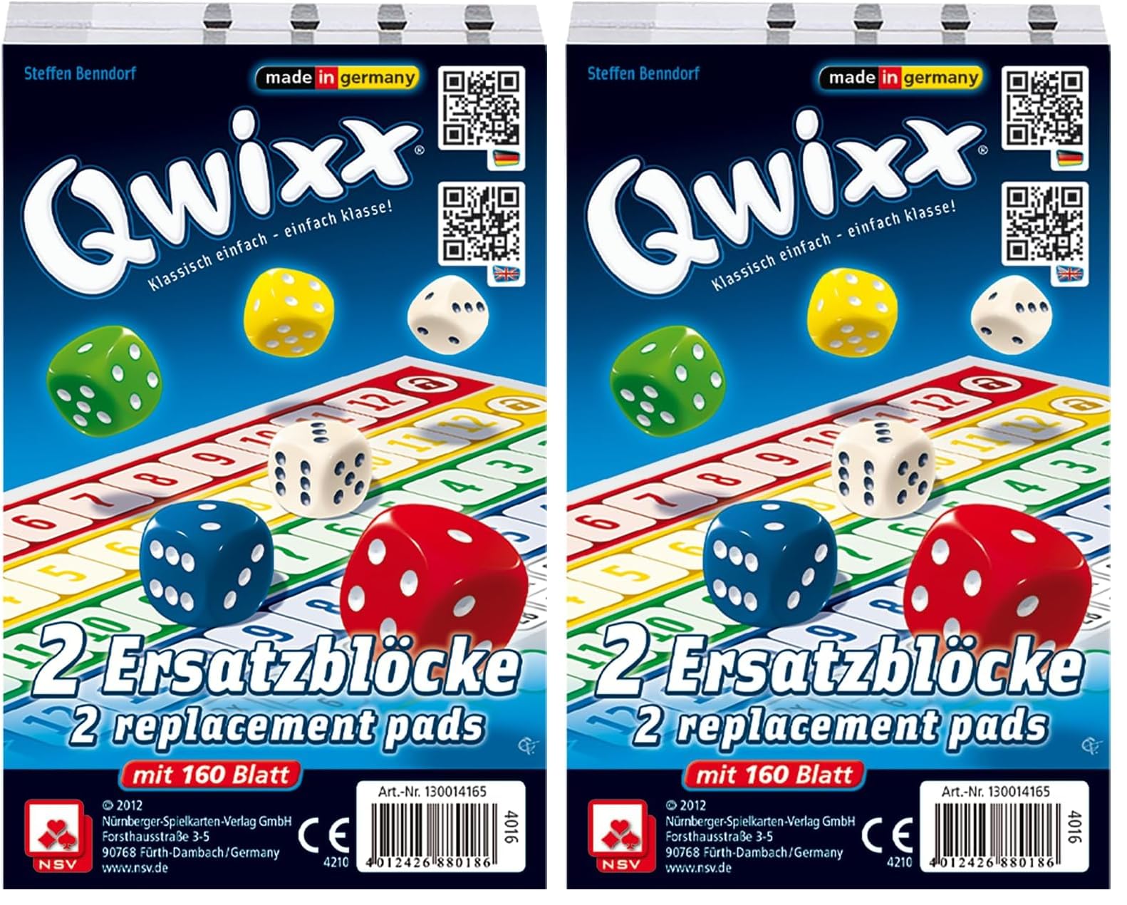 NSV - 4016 - QWIXX - Ersatzblöcke 2er Set - Würfelspiel (Packung mit 2)
