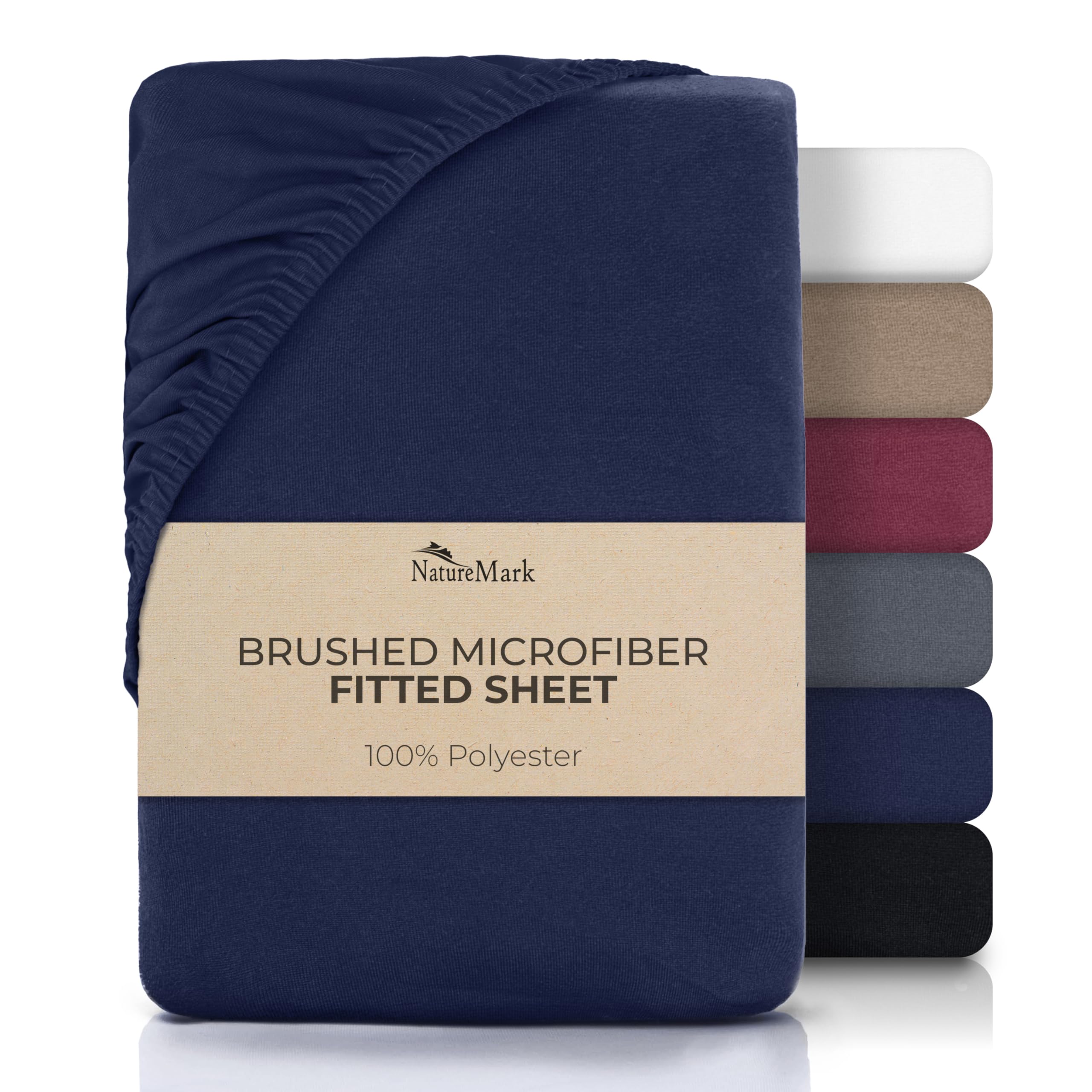 NatureMark Microfiber Fitted Sheet 140 x 200 cm – Soft, Breathable & Wrinkle-Free – Deep Pocket up to 25 cm – Non-Slip Elastic – Easy Care, Navy Blue — image 1