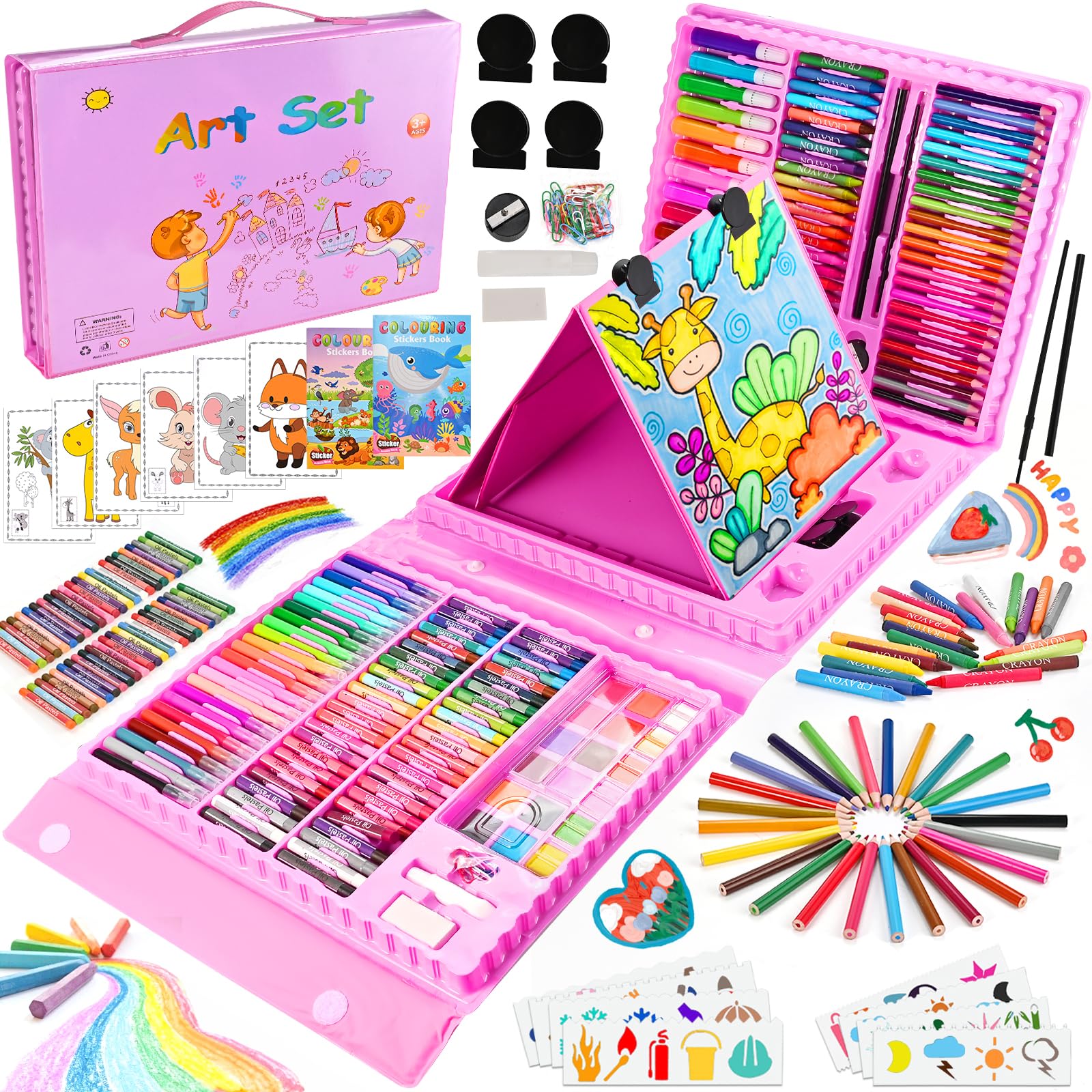 GOLDGE Maletin Pinturas para Niños Lapices Colores Juego de Pintura de 230 Piezas+ Regalos Cumpleaños Niños Colegio Detalles Cumpleaños Niños Pinturas para Niños Juguetes Niños 3~12 Años
