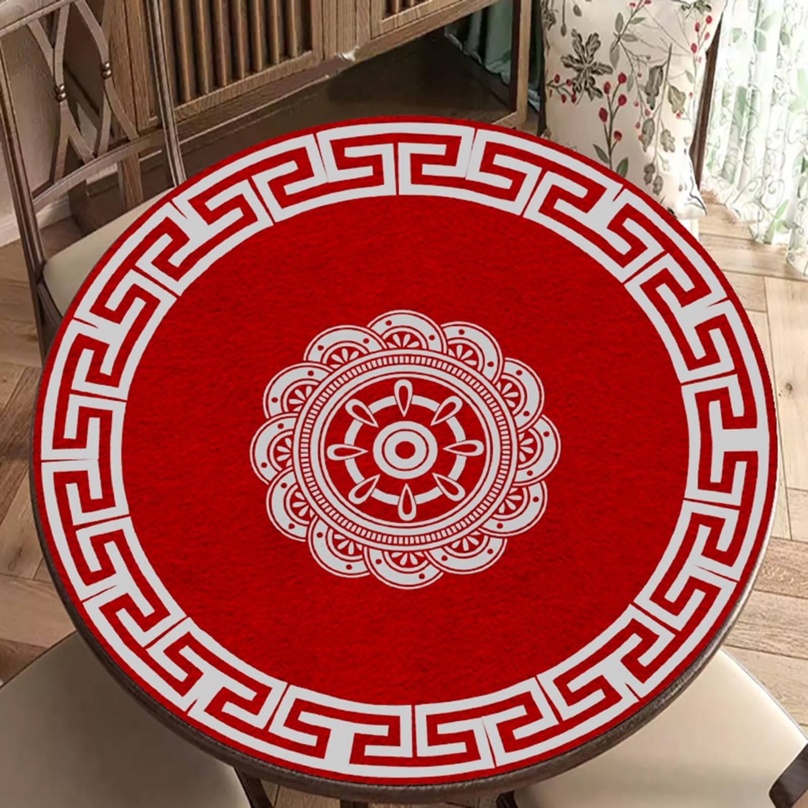 Tapis de Poker, Rond Rouge avec Bord, Mahjong Sac de Transport, for Jeux Cartes Poker, société, tuiles(Red 2,70 * 70cm(27.55 * 27. 55in))