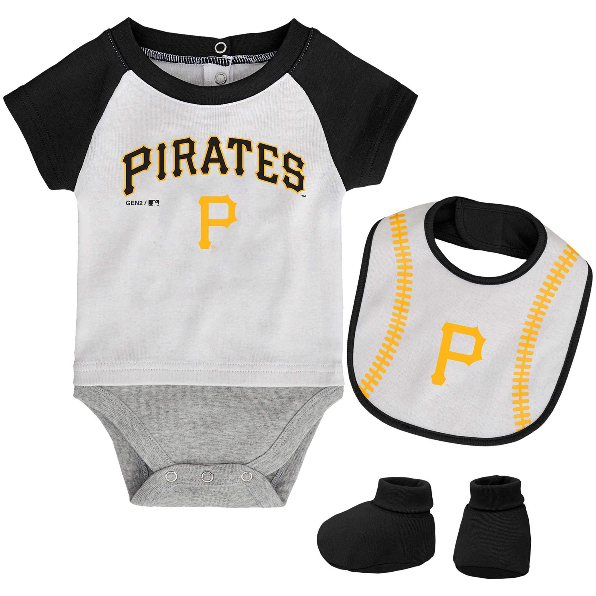 MLB Newborn Baseball Kid Bodysuit, Bib & Booties Set - White