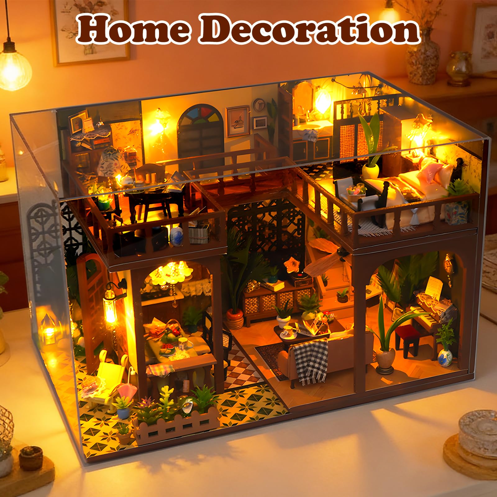 Kit de Miniaturas Adultos para Montar, Cabaña Loft Vintage, Maqueta DIY con Muebles, Manualidad Creativa para Estantería, Regalo Original para Cumpleaños y Día de la Madre