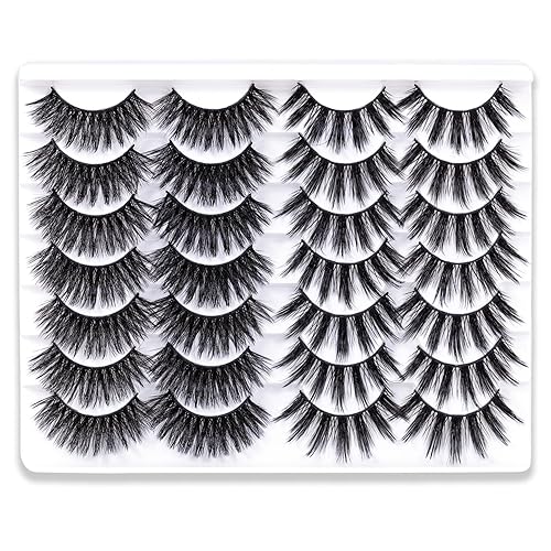 Veleasha Pestañas postizas 3D de Mink sintético 3D de 18mm de largo, aspecto natural, pestañas postizas para maquillaje de ojos, paquete de 10 pares