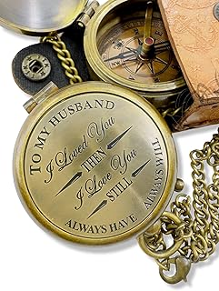 MAH - to My Husband, Antique Nautical Vintage Gift for Husband, Gifts for Teen Age, Anniversary, Son, Father, Love, Partner, Directional Magnetic Compass with Leather case.