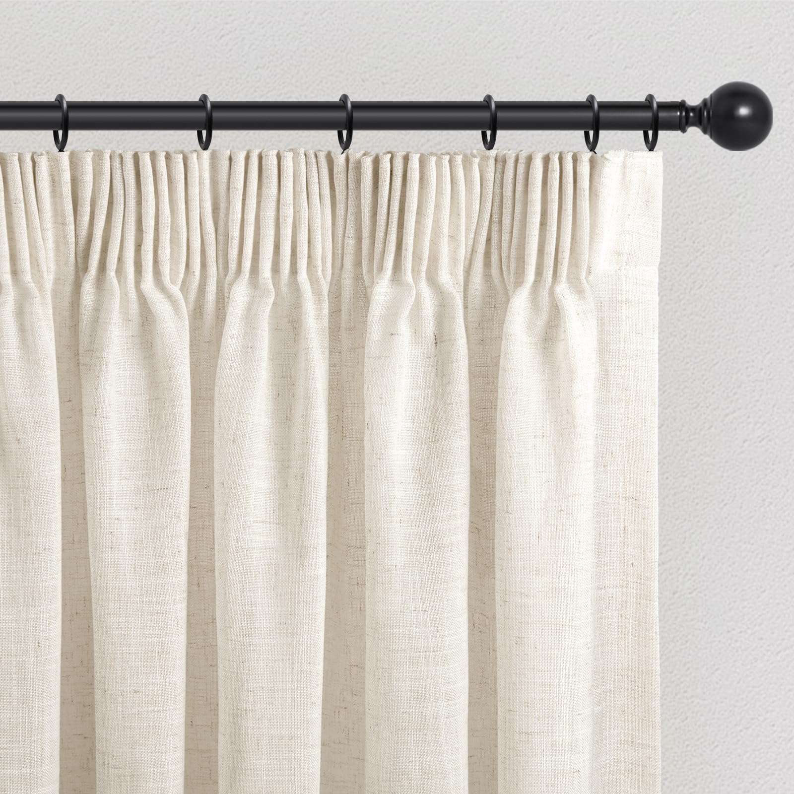 INOVADAY Gardinen mit Kräuselband Wohnzimmer 2er Set 260x140cm, Natur | Vorhang Halbtransparent Leinenoptik, Gardinen für Schienensystem Schlafzimmer, Vorhänge für Kräuselband, Lichtfilterung