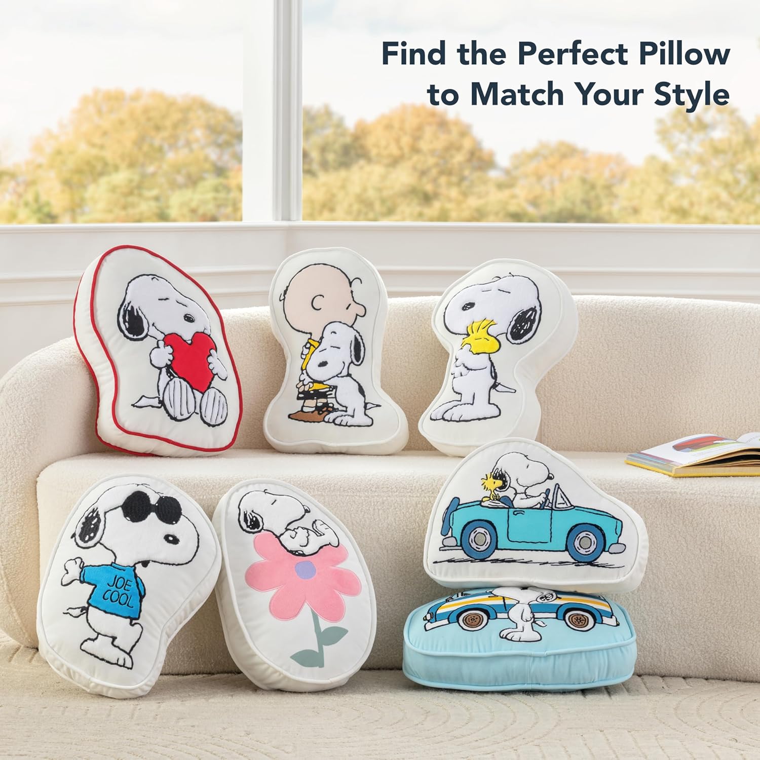 Berkshire Peanuts® Plush Throw Pillow, Gift Idea, Snoopy Cute Character Shaped Cushion, Soft Cozy Decor for Bed Couch Chair(Snoopy and Woodstock Convertible Pillow All Colorways, 15.5’’ L)