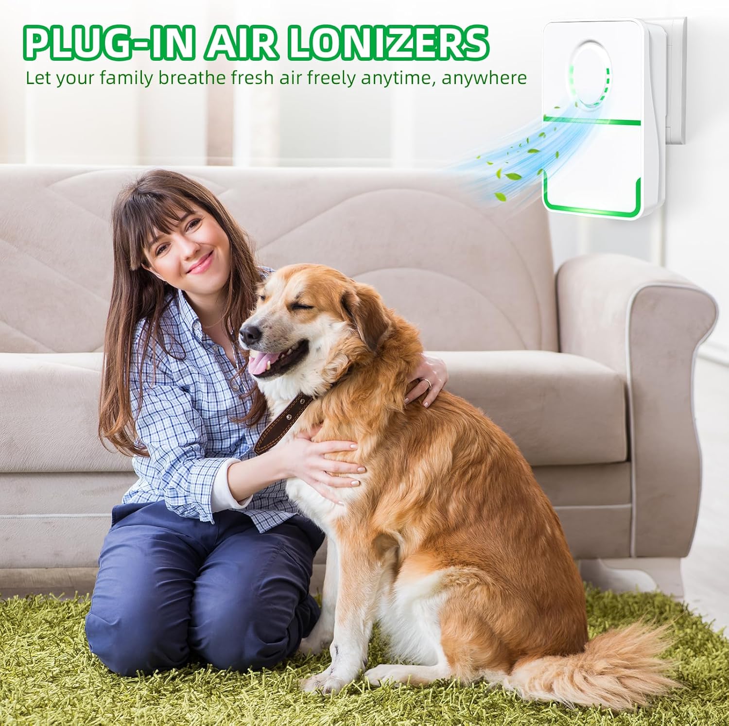 2025 6Pack Air Purifier Plug In,Negative Air Ionizer for Home Use,Mini Filterless Mobile Air Cleaner with Green Light for Odor,Smoke Dust,Pets,Quiet Operation Air Freshener for Home,Office,Kitchen