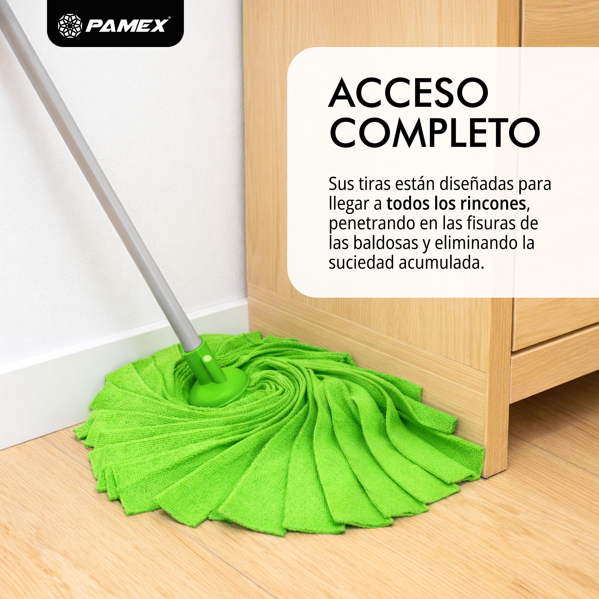 Pamex - Fregona Microfibra Tiras Ambra - 24 Unidades
